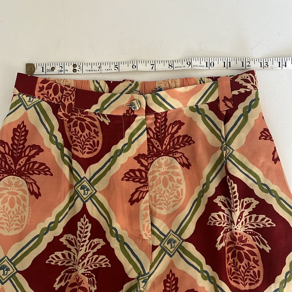 🎉HOST PICK 🎉FARM Rio x Anthropologie Pink and Orange Pineapple Wide Leg Pants - Picture 8 of 10
